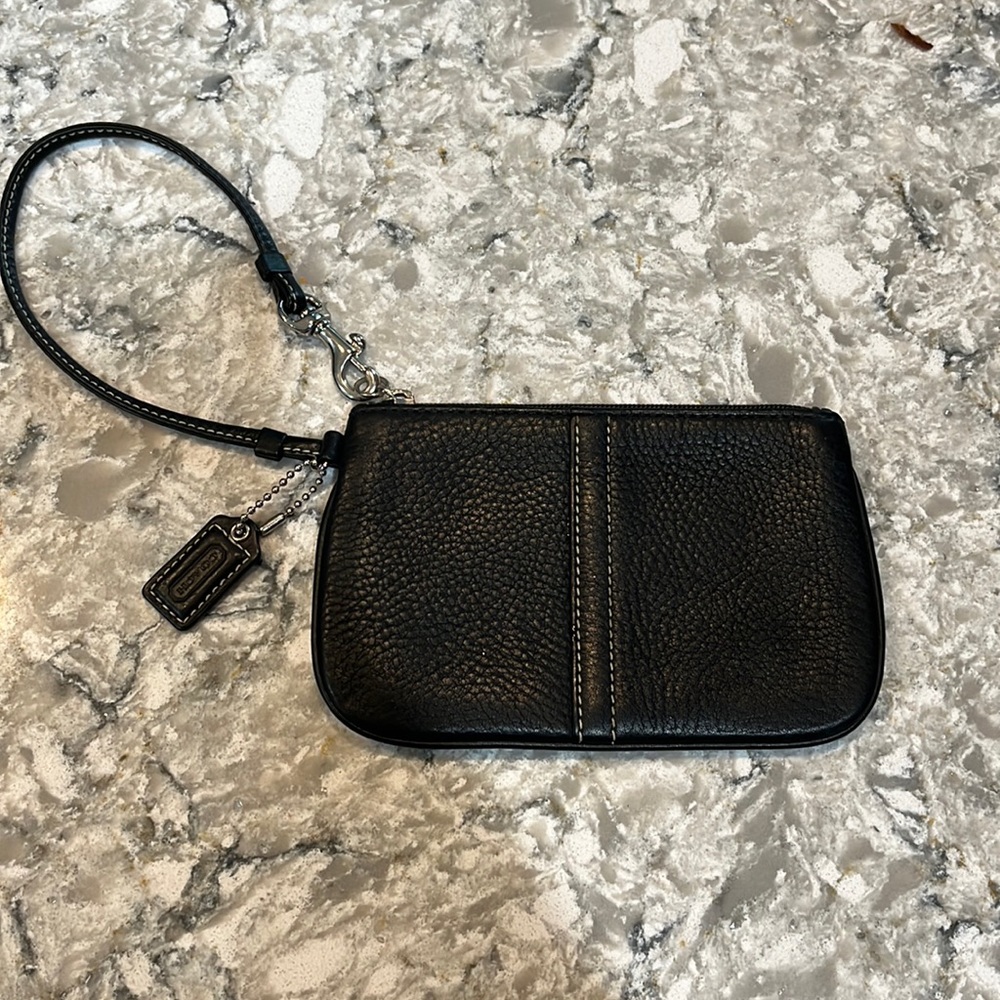 EUC Coach small black leather wristlet